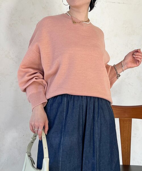 un dix cors（アンディコール）の「スエットライクラメニット（ニット/セーター・レディース・ピンク/グレー/ブラック・FREE）」の4枚目の写真