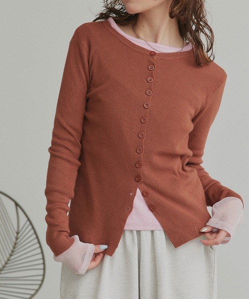 ad thie(アドティエ)の「コンパクト リブニット カーディガン(カーディガン/ボレロ・レディース・ブラック/レッド/ブラウン/ベージュ・FREE)」の1枚目の写真