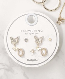 Flowering（フラワーリング）の「パール/ハート/ガーリー/セットピアス（ピアス（両耳用））」