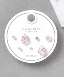 Flowering（フラワーリング）の「パール/ハート/ガーリー/セットピアス（ピアス（両耳用））」