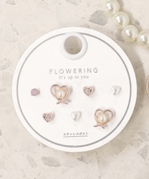 Flowering（フラワーリング）の「パール/ハート/ガーリー/セットピアス（ピアス（両耳用））」