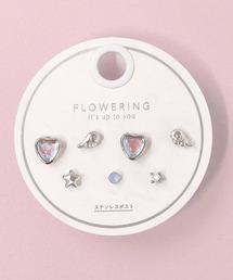 Flowering（フラワーリング）の「パール/ハート/ガーリー/セットピアス（ピアス（両耳用））」