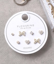 Flowering（フラワーリング）の「パール/ハート/ガーリー/セットピアス（ピアス（両耳用））」