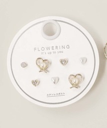 Flowering（フラワーリング）の「パール/ハート/ガーリー/セットピアス（ピアス（両耳用））」