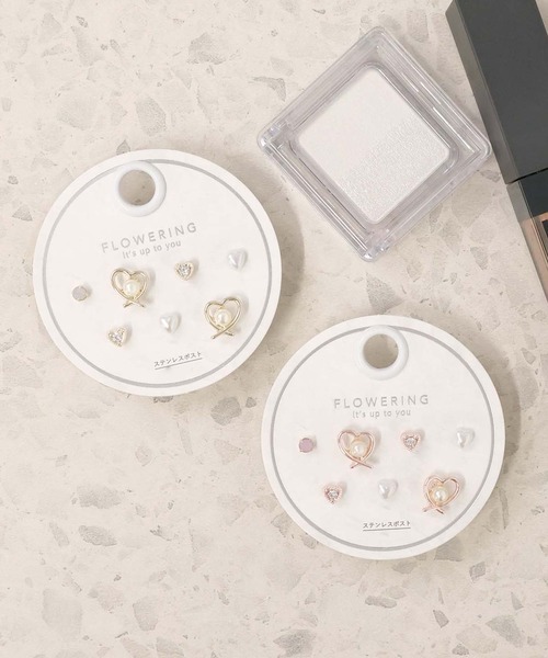Flowering(フラワーリング)の「パール/ハート/ガーリー/セットピアス(ピアス(両耳用)・レディース・シャンパン/ピンクゴールド/ゴールド/ピンク系1/ピンク系2/ピンク系3/ピンク/ゴールド系2/ゴールド系1/ゴールド系3/シルバー/ブルー・FREE)」の13枚目の写真