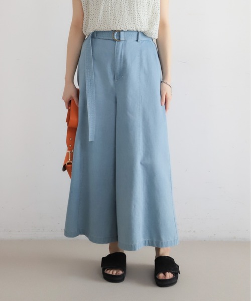 NOMBRE IMPAIR（ノンブルアンペール）の「ライトozデニム　フレアキュロット（デニムパンツ・レディース・サックスブルー/ネイビー・FREE）」の2枚目の写真