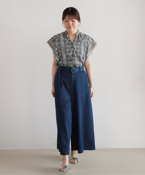 NOMBRE IMPAIR（ノンブルアンペール）の「ライトozデニム　フレアキュロット（デニムパンツ・レディース・サックスブルー/ネイビー・FREE）」の4枚目の写真
