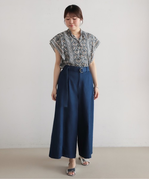 NOMBRE IMPAIR（ノンブルアンペール）の「ライトozデニム　フレアキュロット（デニムパンツ・レディース・サックスブルー/ネイビー・FREE）」の9枚目の写真
