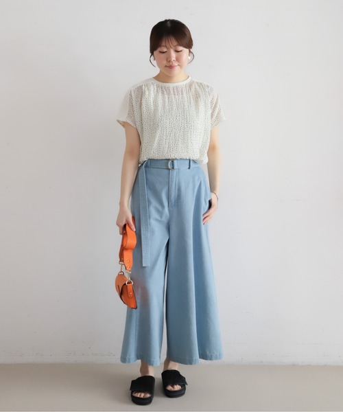 NOMBRE IMPAIR（ノンブルアンペール）の「ライトozデニム　フレアキュロット（デニムパンツ・レディース・サックスブルー/ネイビー・FREE）」の18枚目の写真