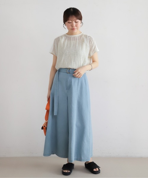NOMBRE IMPAIR（ノンブルアンペール）の「ライトozデニム　フレアキュロット（デニムパンツ・レディース・サックスブルー/ネイビー・FREE）」の13枚目の写真