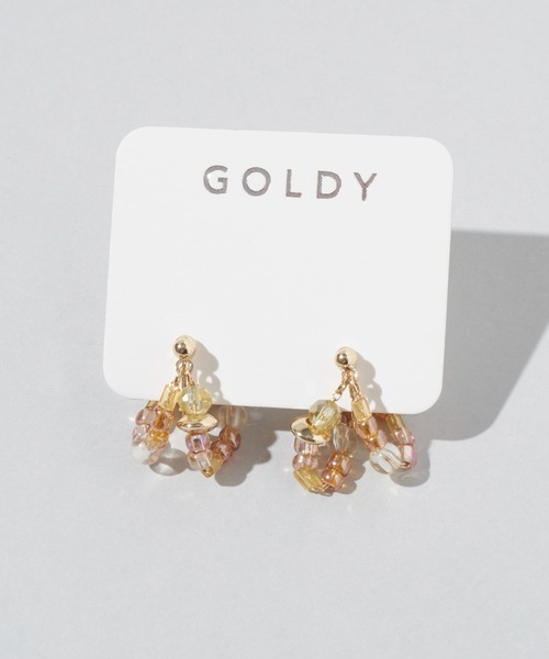 GOLDY（ゴールディ）の「ボーダー ビーズ イヤリング（イヤリング・レディース・グレー/ベージュ/レッド・FREE）」の11枚目の写真