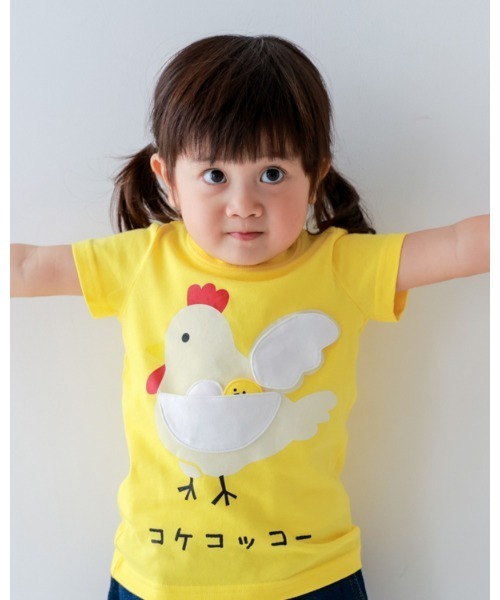 CHEEK ROOM（チークルーム）の「チークルーム コケコッコー Tシャツ（Tシャツ/カットソー・キッズ・イエロー/ピンク/グリーン・80ｃｍ/90cm/100cm/110cm/120cm/130cm）」の3枚目の写真