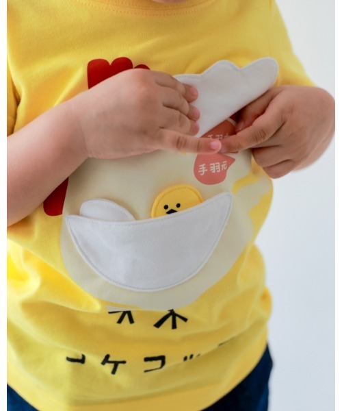 CHEEK ROOM（チークルーム）の「チークルーム コケコッコー Tシャツ（Tシャツ/カットソー・キッズ・イエロー/ピンク/グリーン・80ｃｍ/90cm/100cm/110cm/120cm/130cm）」の6枚目の写真