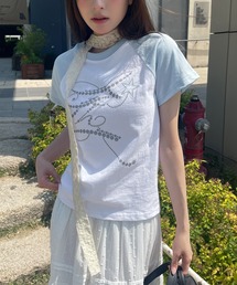 フェアリーナグランカジュアルレタリングバイカラー半袖Tシャツカットソー