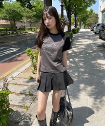 フェアリーナグランカジュアルレタリングバイカラー半袖Tシャツカットソー