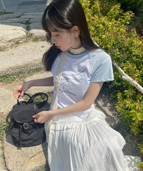 UNE MANSION(ユヌマンション)の「フェアリーナグランカジュアルレタリングバイカラー半袖Tシャツカットソー(Tシャツ/カットソー・レディース・ホワイト/ネイビー/チャコール・FREE)」の9枚目の写真
