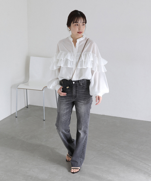 La TOTALITE（ラトータリテ）の「【洗える】ダブルフリルシャツ（シャツ/ブラウス・レディース・ライトイエロー/ホワイト/スカイブルー・FREE）」の22枚目の写真