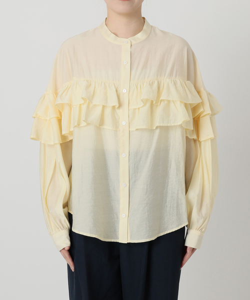 La TOTALITE（ラトータリテ）の「【洗える】ダブルフリルシャツ（シャツ/ブラウス・レディース・ライトイエロー/ホワイト/スカイブルー・FREE）」の8枚目の写真