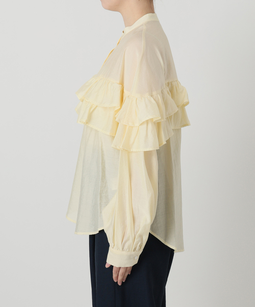 La TOTALITE（ラトータリテ）の「【洗える】ダブルフリルシャツ（シャツ/ブラウス・レディース・ライトイエロー/ホワイト/スカイブルー・FREE）」の9枚目の写真