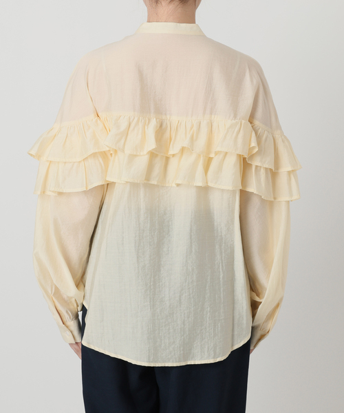 La TOTALITE（ラトータリテ）の「【洗える】ダブルフリルシャツ（シャツ/ブラウス・レディース・ライトイエロー/ホワイト/スカイブルー・FREE）」の10枚目の写真