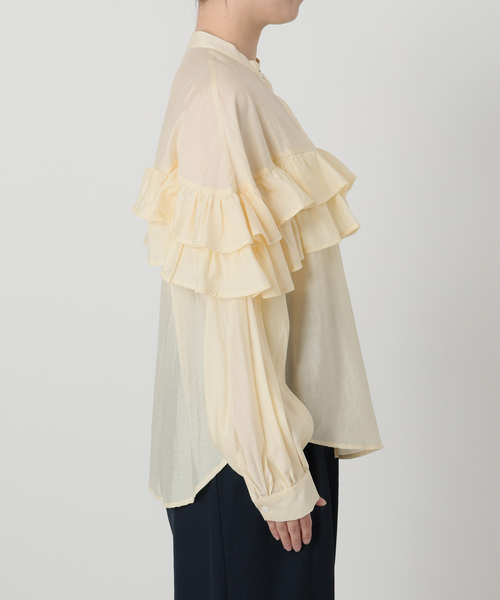 La TOTALITE（ラトータリテ）の「【洗える】ダブルフリルシャツ（シャツ/ブラウス・レディース・ライトイエロー/ホワイト/スカイブルー・FREE）」の11枚目の写真