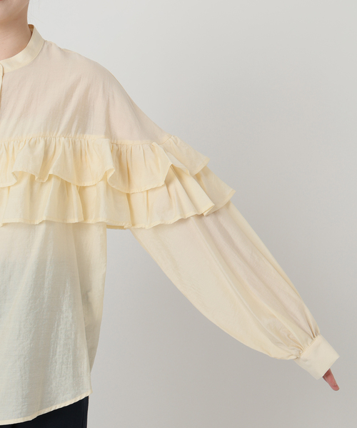 La TOTALITE（ラトータリテ）の「【洗える】ダブルフリルシャツ（シャツ/ブラウス・レディース・ライトイエロー/ホワイト/スカイブルー・FREE）」の12枚目の写真
