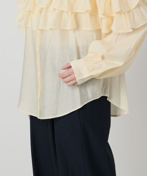La TOTALITE（ラトータリテ）の「【洗える】ダブルフリルシャツ（シャツ/ブラウス・レディース・ライトイエロー/ホワイト/スカイブルー・FREE）」の13枚目の写真