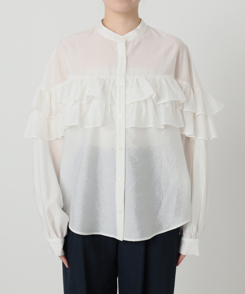 La TOTALITE（ラトータリテ）の「【洗える】ダブルフリルシャツ（シャツ/ブラウス・レディース・ライトイエロー/ホワイト/スカイブルー・FREE）」の14枚目の写真