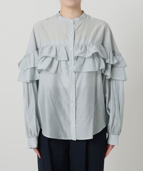 La TOTALITE（ラトータリテ）の「【洗える】ダブルフリルシャツ（シャツ/ブラウス・レディース・ライトイエロー/ホワイト/スカイブルー・FREE）」の17枚目の写真