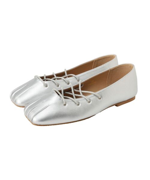 CRAFT STANDARD BOUTIQUE（クラフトスタンダードブティック）の「レースアップフラットシューズ（パンプス・レディース・ブラック/シルバー・L/M）」の10枚目の写真
