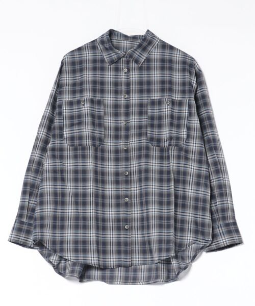 STYLEBLOCK（スタイルブロック）の「先染めシアーチェックシャツ（シャツ/ブラウス・レディース・ネイビー/ベージュ/ブラック・M）」の3枚目の写真