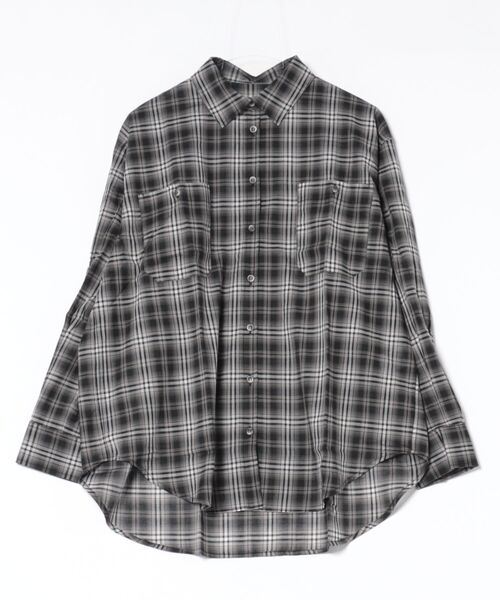STYLEBLOCK（スタイルブロック）の「先染めシアーチェックシャツ（シャツ/ブラウス・レディース・ネイビー/ベージュ/ブラック・M）」の6枚目の写真