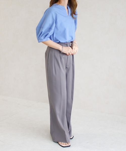 Social GIRL(ソーシャルガール)の「★Social GIRL★ランタンスリーブスキッパーブラウス(シャツ/ブラウス・レディース・ブルー・M)」の3枚目の写真