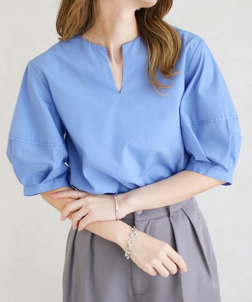 Social GIRL(ソーシャルガール)の「★Social GIRL★ランタンスリーブスキッパーブラウス(シャツ/ブラウス・レディース・ブルー・M)」の16枚目の写真