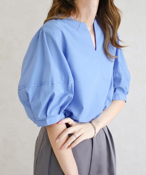 Social GIRL(ソーシャルガール)の「★Social GIRL★ランタンスリーブスキッパーブラウス(シャツ/ブラウス・レディース・ブルー・M)」の18枚目の写真
