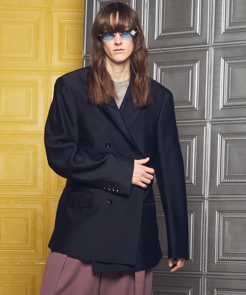 UNISEX》Silk Wool Dress-Fit Peak Lapel 6B Double-breasted Jacket