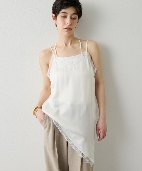 THE PAUSE（ザ ポーズ）の「【THE PAUSE】レーストリムキャミブラウス（シャツ/ブラウス・レディース・オフホワイト/ブラック・FREE）」の3枚目の写真