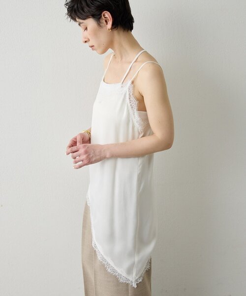 THE PAUSE（ザ ポーズ）の「【THE PAUSE】レーストリムキャミブラウス（シャツ/ブラウス・レディース・オフホワイト/ブラック・FREE）」の4枚目の写真