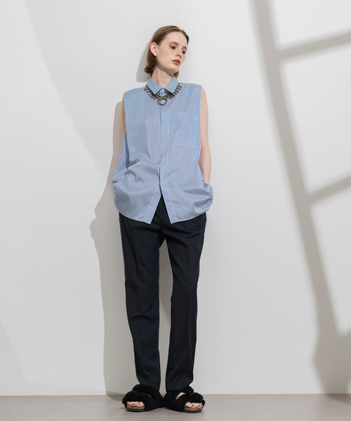 Spick & Span(スピックアンドスパン)の「Sleeveles Shirt / スリーブシャツ(シャツ/ブラウス・レディース・ネイビー/ブルー系その他・FREE)」の6枚目の写真
