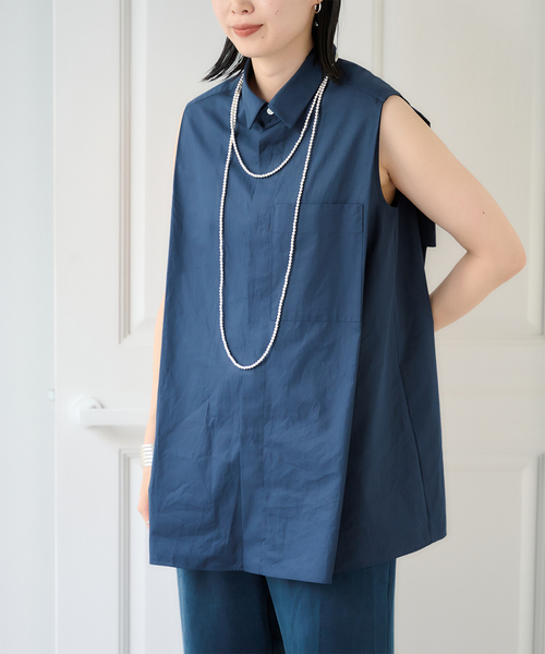 Spick & Span(スピックアンドスパン)の「Sleeveles Shirt / スリーブシャツ(シャツ/ブラウス・レディース・ネイビー/ブルー系その他・FREE)」の16枚目の写真
