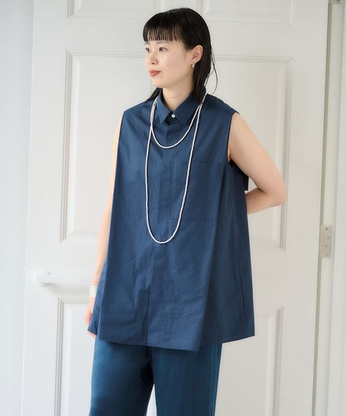 Spick & Span(スピックアンドスパン)の「Sleeveles Shirt / スリーブシャツ(シャツ/ブラウス・レディース・ネイビー/ブルー系その他・FREE)」の17枚目の写真
