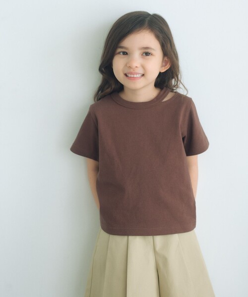 WEB限定】ネック スリットTシャツ 100cm-160cm（Tシャツ/カットソー