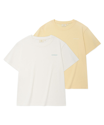[2PACK] ウィメンズクールコットンエッセンシャルTシャツバター+ホワイト