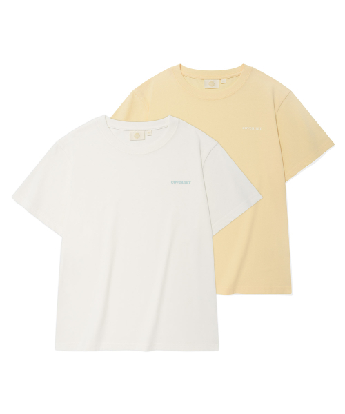 COVERNAT WOMAN（カバーナットウーマン）の「[2PACK] ウィメンズクールコットンエッセンシャルTシャツバター+ホワイト（Tシャツ/カットソー・レディース・その他・WS/WM/LARGE）」の2枚目の写真