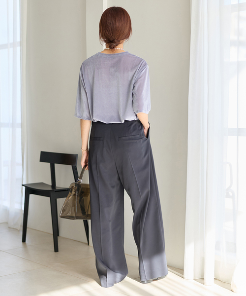 IENA(イエナ)の「シアーベロアTシャツ(Tシャツ/カットソー・レディース・グレー/ホワイト・FREE)」の4枚目の写真