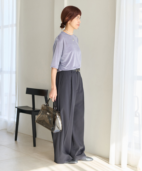 IENA(イエナ)の「シアーベロアTシャツ(Tシャツ/カットソー・レディース・グレー/ホワイト・FREE)」の5枚目の写真