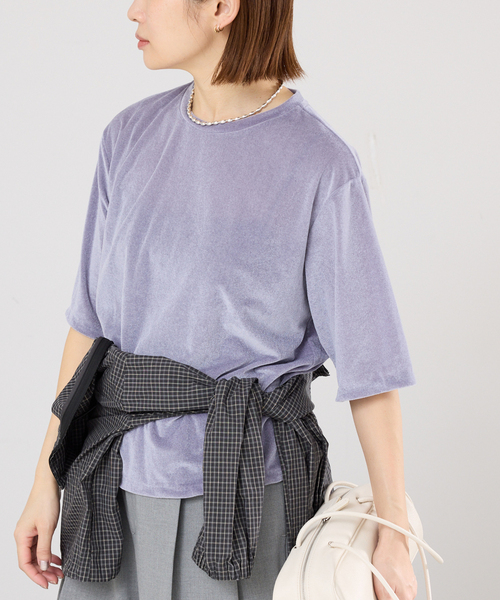 IENA(イエナ)の「シアーベロアTシャツ(Tシャツ/カットソー・レディース・グレー/ホワイト・FREE)」の6枚目の写真