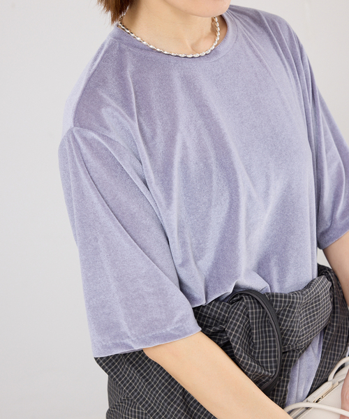 IENA(イエナ)の「シアーベロアTシャツ(Tシャツ/カットソー・レディース・グレー/ホワイト・FREE)」の8枚目の写真