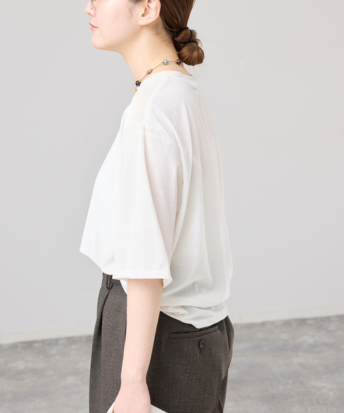 IENA(イエナ)の「シアーベロアTシャツ(Tシャツ/カットソー・レディース・グレー/ホワイト・FREE)」の13枚目の写真