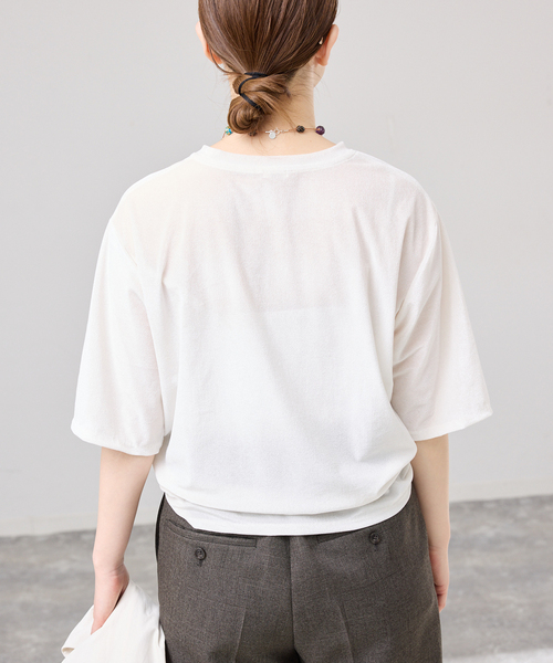 IENA(イエナ)の「シアーベロアTシャツ(Tシャツ/カットソー・レディース・グレー/ホワイト・FREE)」の14枚目の写真